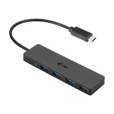 HUB 4 PORT USB3.0 conector USB C 4-port HUB pasiv - Negru 4x USB 3.0  ITEC C31HUB404, Slim